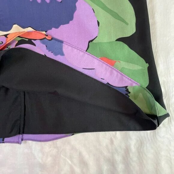 Tibi Silk Floral Tunic Mini Dress Lined 3/4 Sleeves Purple Multi Color Size 8 - Picture 5 of 13